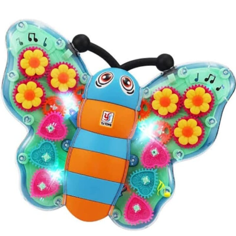 New electric transparent gear butterfly toys with colorful lights and music universal kids toys--3