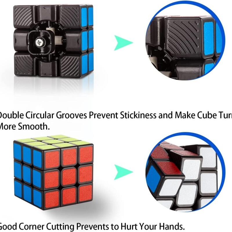 Rubix Cube, Speed Cube Smooth Turning Magic Cube 3x3x3 Brain Teaser Puzzle Cube Sticker (2.2 inches)--1