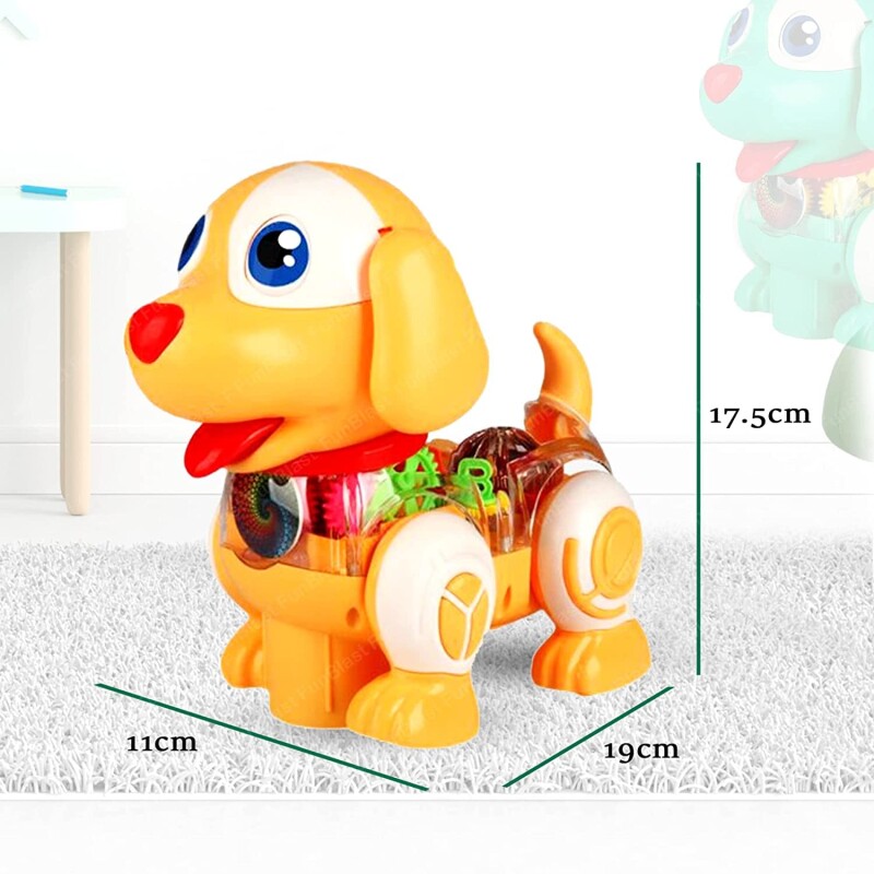 Dog Toys for Kids – Musical Transparent Gear Dog Toy, 360 Degree Rotating Puppy Toy with Flashing Light & Sound, Musical--1