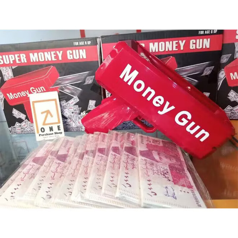 Super Gun Money Shooter 100 Pcs Prop Money, Fake Money Gun Toy Play Money for Party Birthday Club Gifts for Kids Adults--2