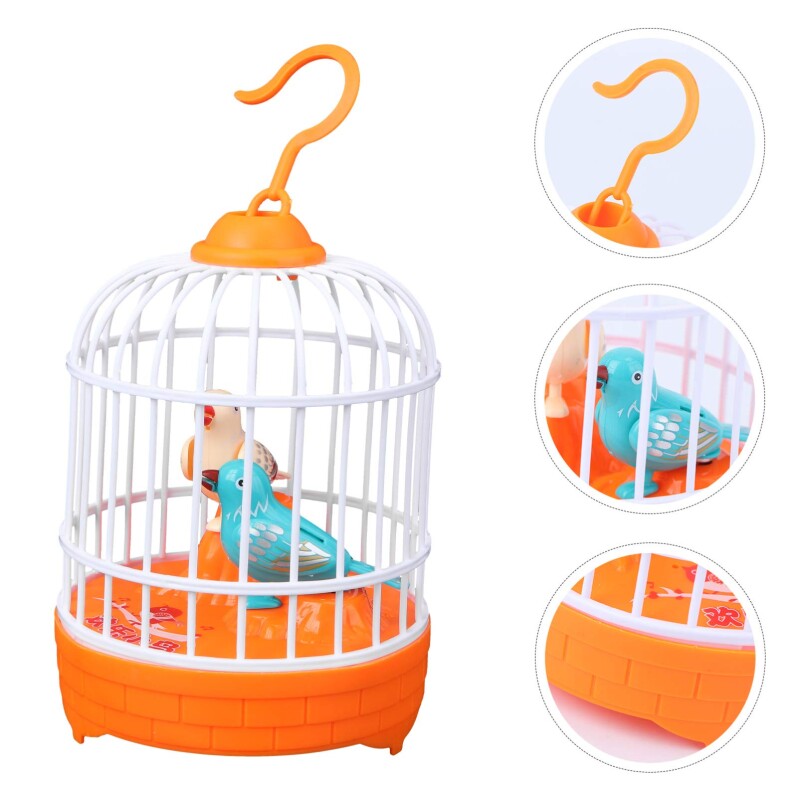 Parrot Toys Singing and Chirping Bird in Cage Realistic Sounds Movements Bird Figurines Blue Developmental Toys--8