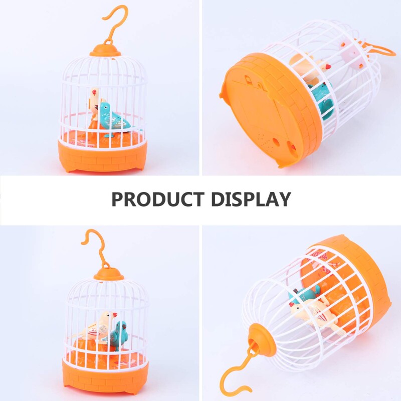 Parrot Toys Singing and Chirping Bird in Cage Realistic Sounds Movements Bird Figurines Blue Developmental Toys--6