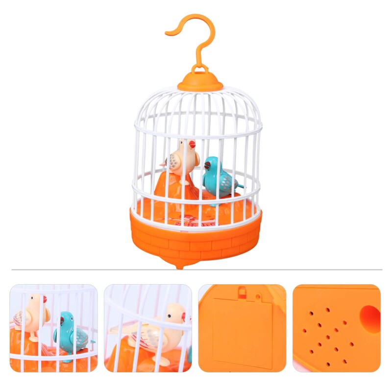 Parrot Toys Singing and Chirping Bird in Cage Realistic Sounds Movements Bird Figurines Blue Developmental Toys--3
