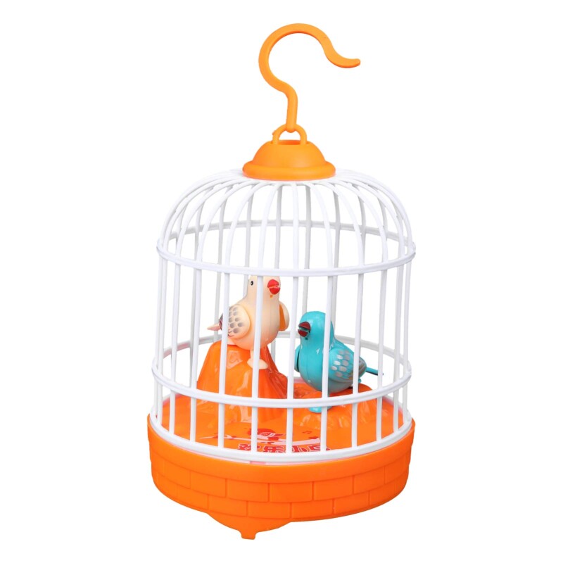 Parrot Toys Singing and Chirping Bird in Cage Realistic Sounds Movements Bird Figurines Blue Developmental Toys--1