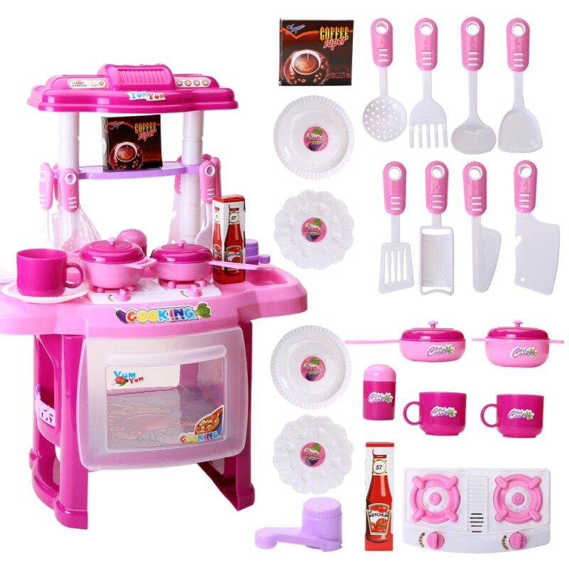 Kitchen Playset With Real Water, Light And Sound Effects,Pretend Play Toys For Kids, Electronic Kitchen Cooking Role Pl--2