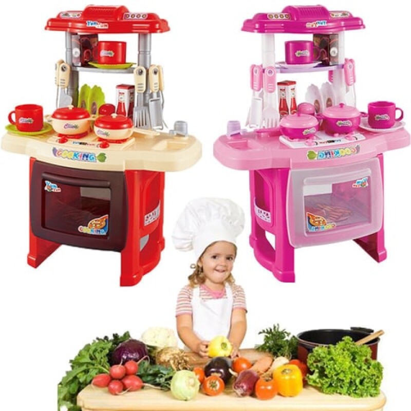 Kitchen Playset With Real Water, Light And Sound Effects,Pretend Play Toys For Kids, Electronic Kitchen Cooking Role Pl--1