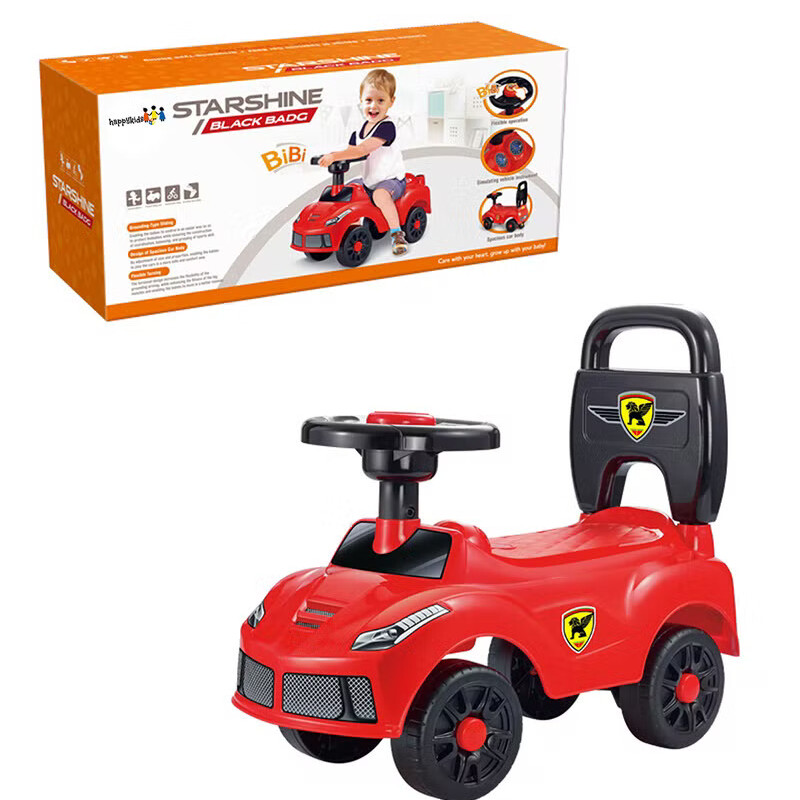Kids Ride On Toy Car with Removable Steering Wheel and Backrest Red--0