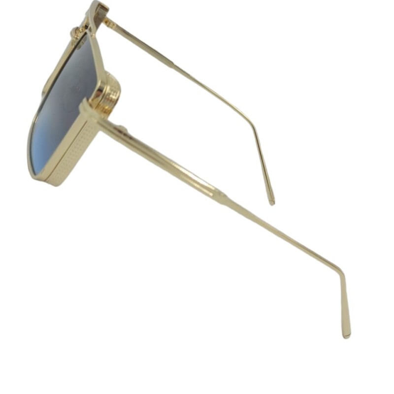Full Rim Golden - Blue Square Sunglasses Unisex--1