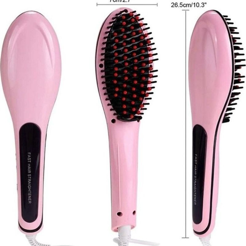 COOLBABY Hair Straightener Brush With LCD Display Pink--0