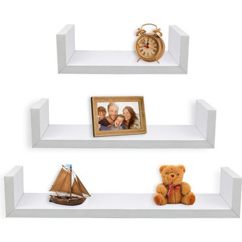 3-Piece Wall Mounted Floating Shelves White--5