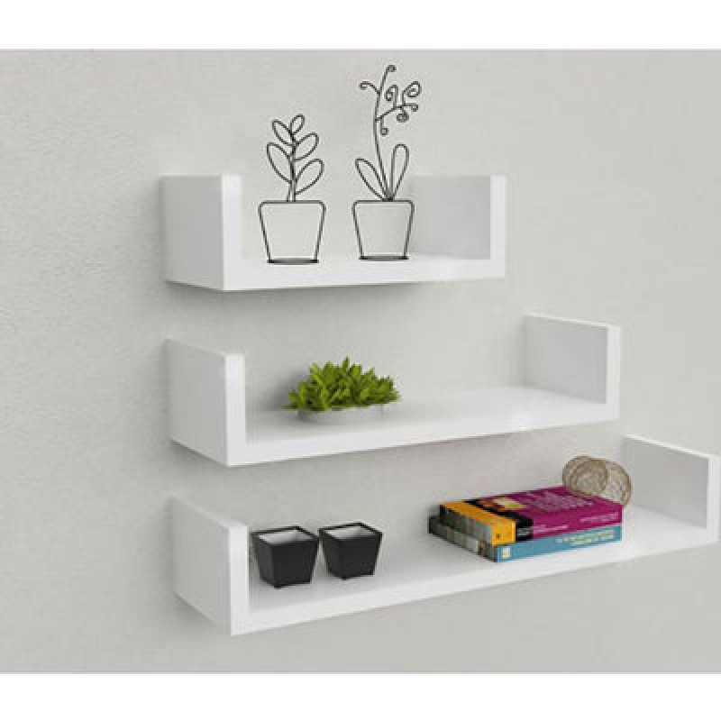 3-Piece Wall Mounted Floating Shelves White--3