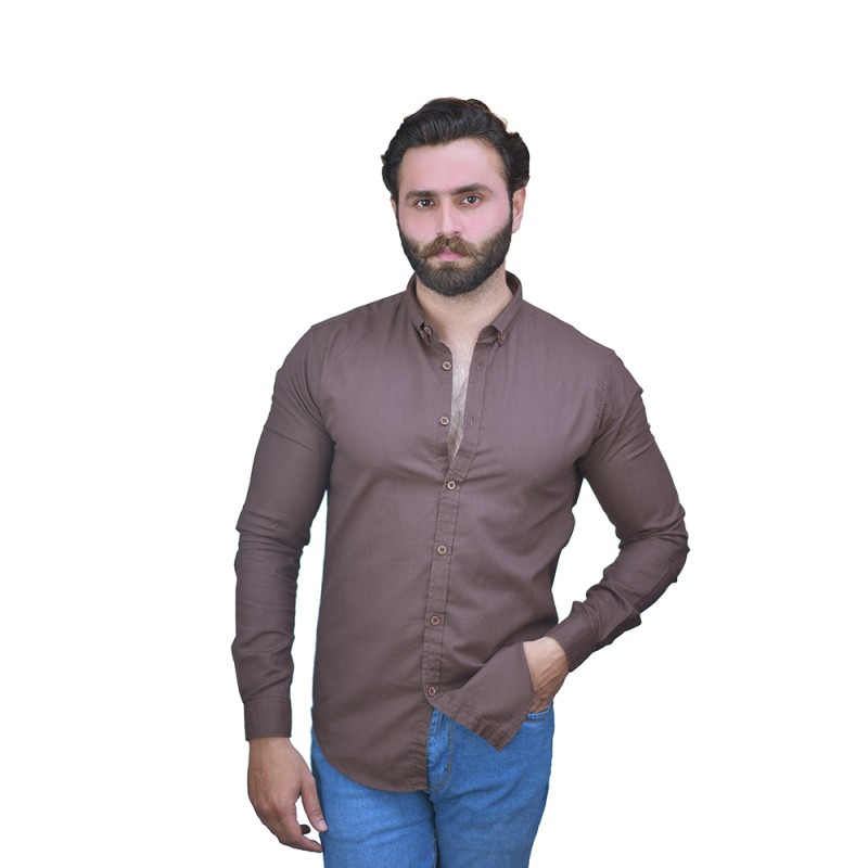 Men's Full-Sleeve Regular-fit Casual Poplin Shirt--0