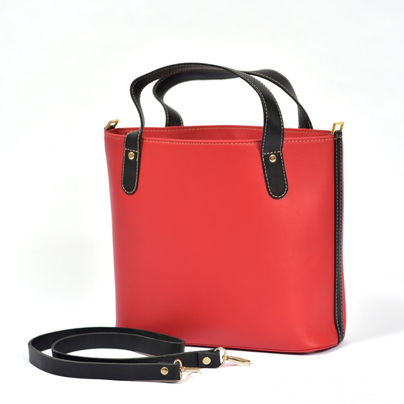 Red Women’s Shoulder Leather Handbag--2