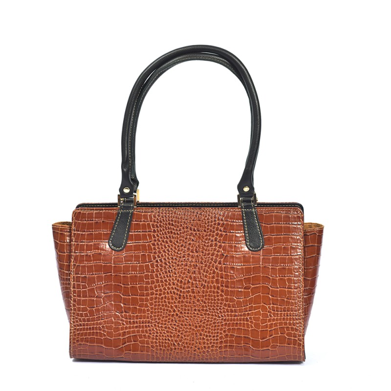 Women’s Zipper Satchel Leather Bag--1