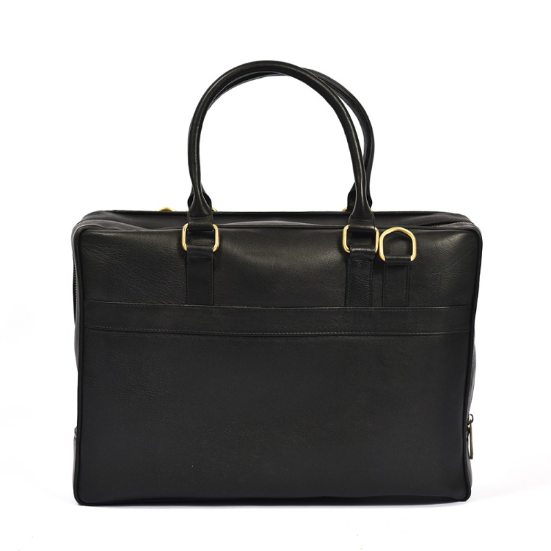 Leather Laptop Handbag Genuine Leather Laptop Briefcase, Adjustable Shoulder Business Office Travel Bag--5