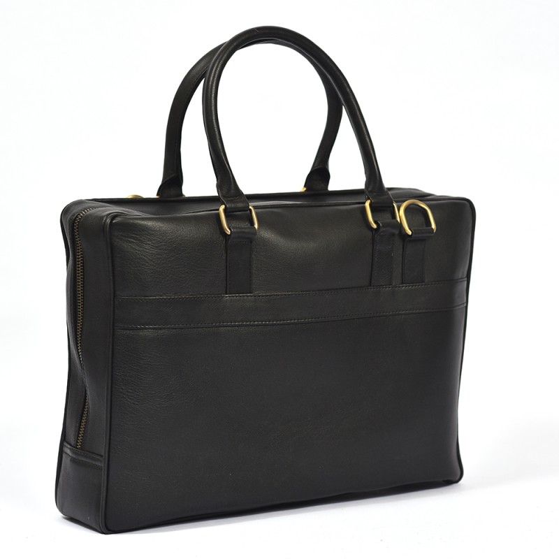 Leather Laptop Handbag Genuine Leather Laptop Briefcase, Adjustable Shoulder Business Office Travel Bag--4
