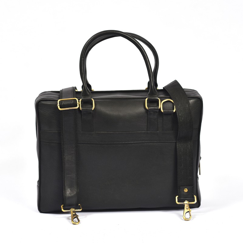 Leather Laptop Handbag Genuine Leather Laptop Briefcase, Adjustable Shoulder Business Office Travel Bag--3