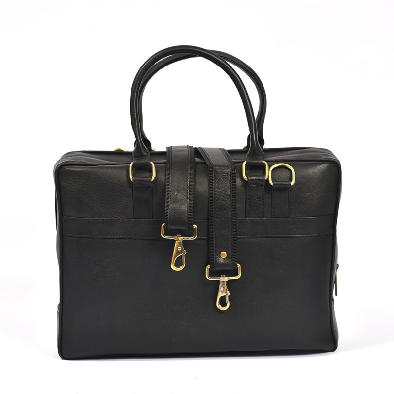 Leather Laptop Handbag Genuine Leather Laptop Briefcase, Adjustable Shoulder Business Office Travel Bag--2
