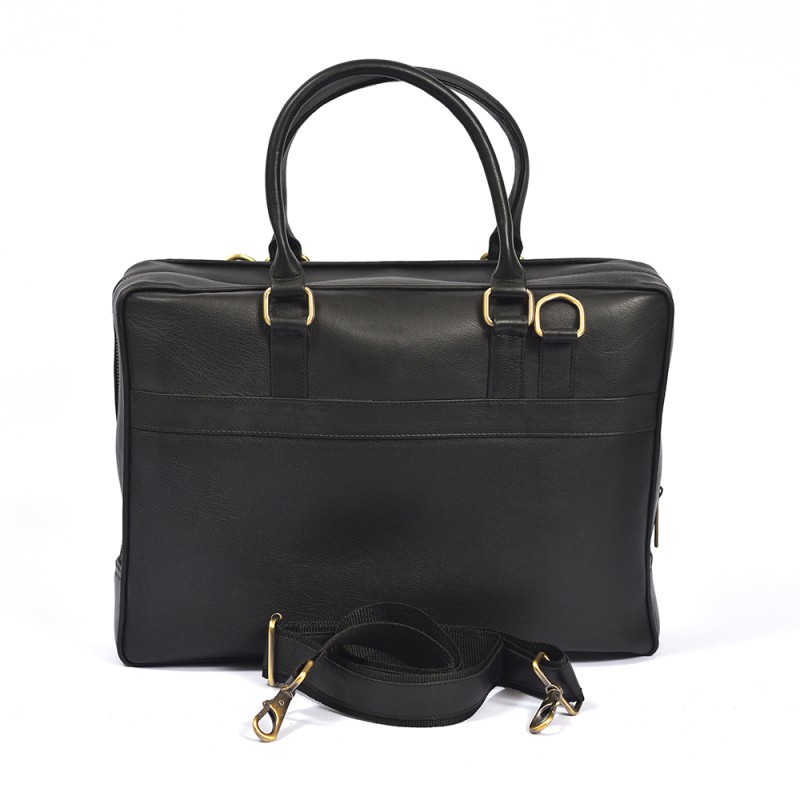 Leather Laptop Handbag Genuine Leather Laptop Briefcase, Adjustable Shoulder Business Office Travel Bag--1