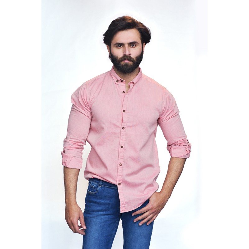 Men's Slim-fit Full-Sleeve Solid Oxford Shirt--0