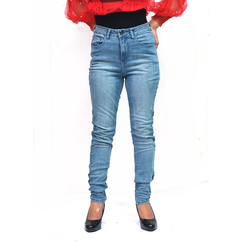 Women’s Classical Denim Jeans Leggings with Pockets--1