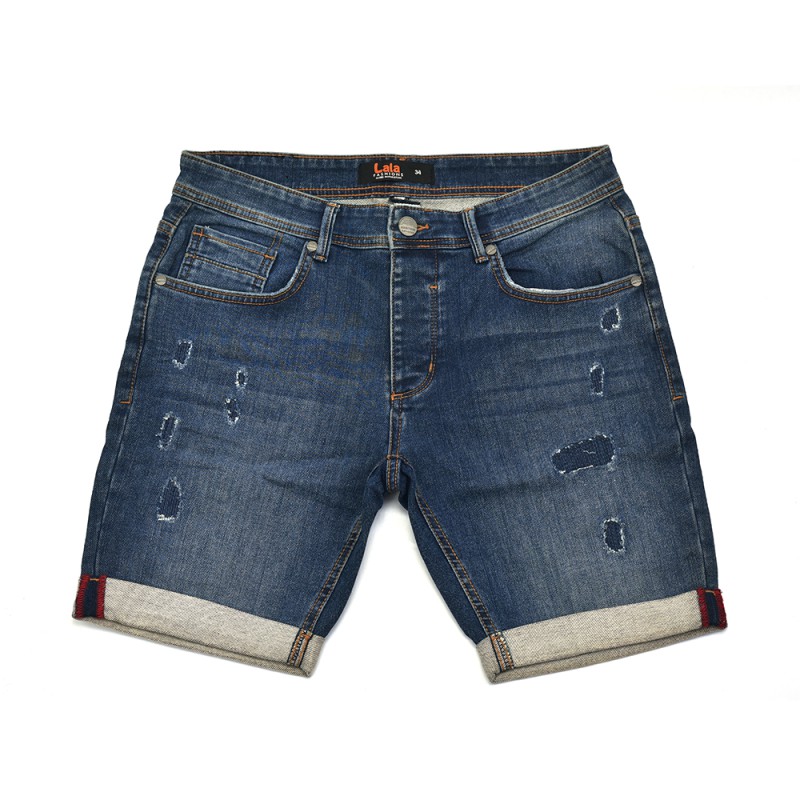 Men's Ripped Stretchy Jean Shorts--0
