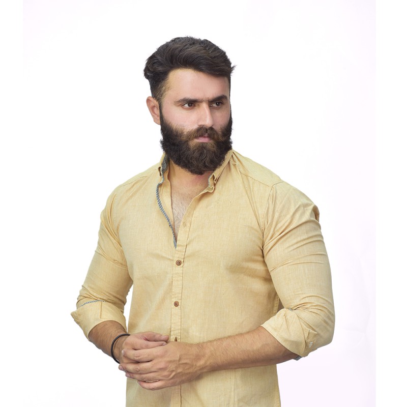 Men's Classical Stretch Solid Full Sleeve Button Down Shirts--2