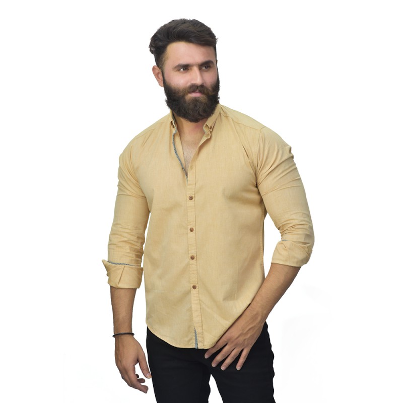 Men's Classical Stretch Solid Full Sleeve Button Down Shirts--1