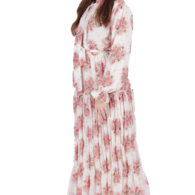 Women’s Fancy Full Sleeve Printed Maxi Dress--3