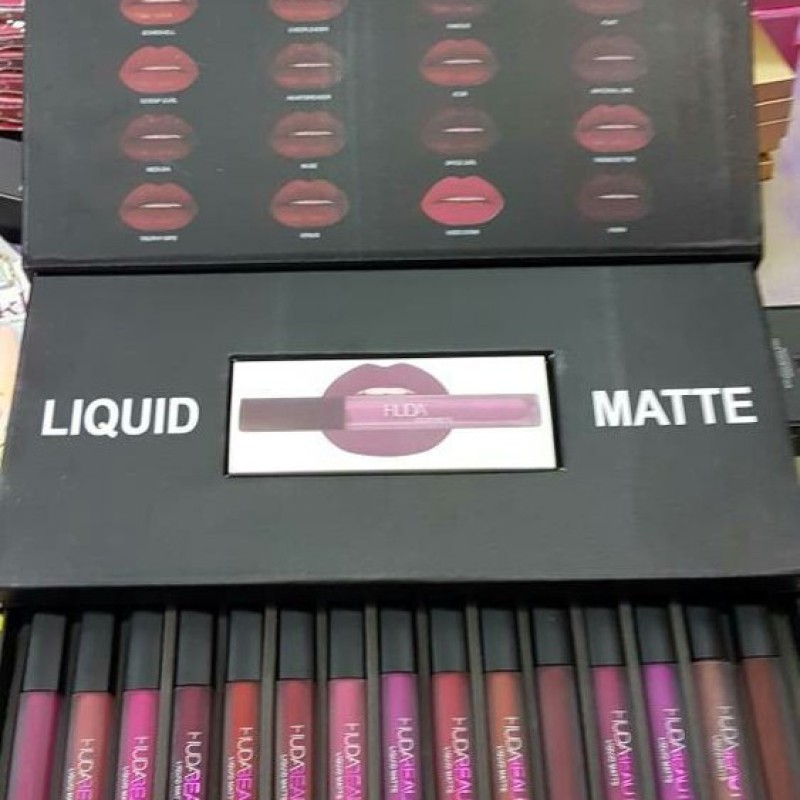 Huda Beauty Liquid Matte Lipstick Best for Lips, Multicolored Set of 16--1