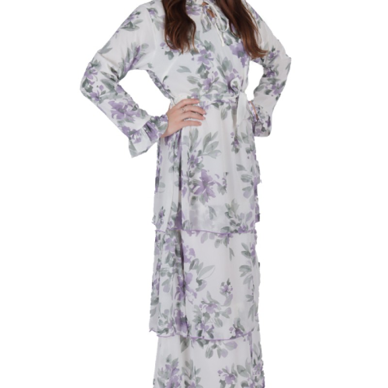 Women’s Maxi Dress Printed Long Sleeves--1