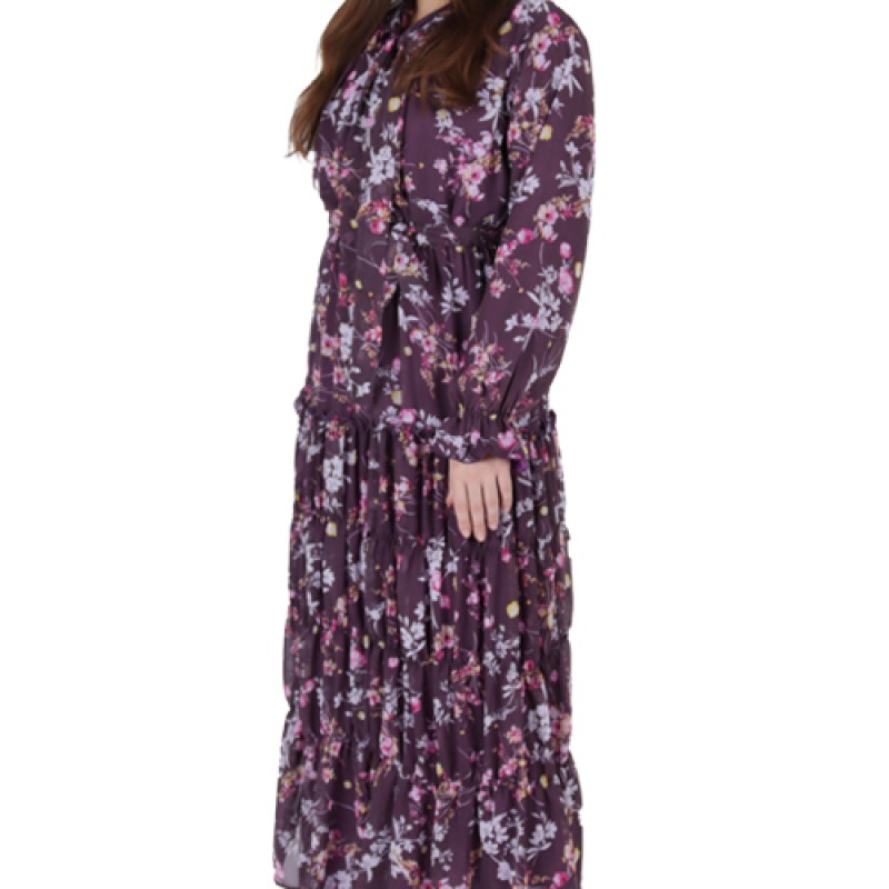 Women’s Maxi Dress Printed Long Sleeve--3