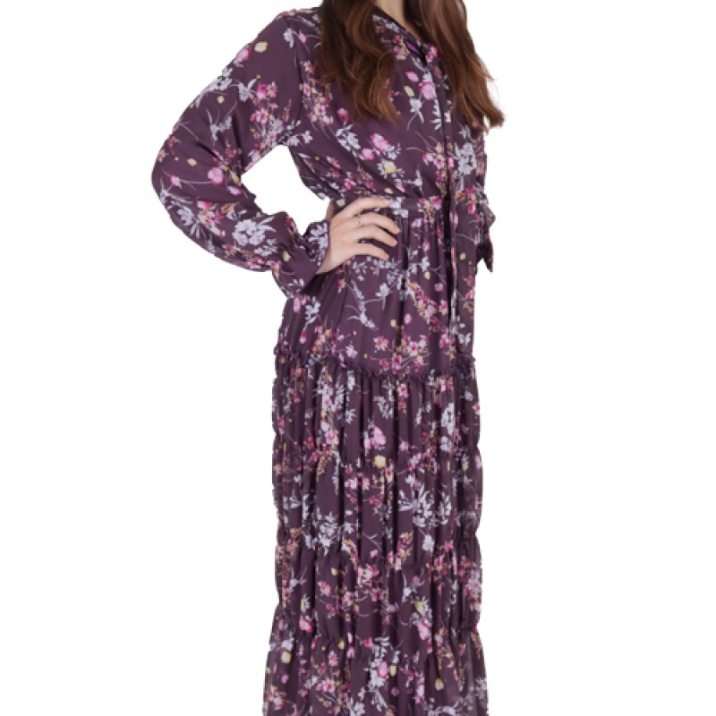 Women’s Maxi Dress Printed Long Sleeve--1