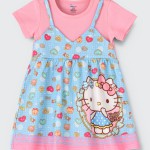 Kitty Printed Spaghetti Strap dress with attached Tees for Girls