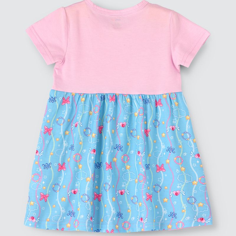 Unicorn Printed Spaghetti Strap dress with attached Tees for Girls--2