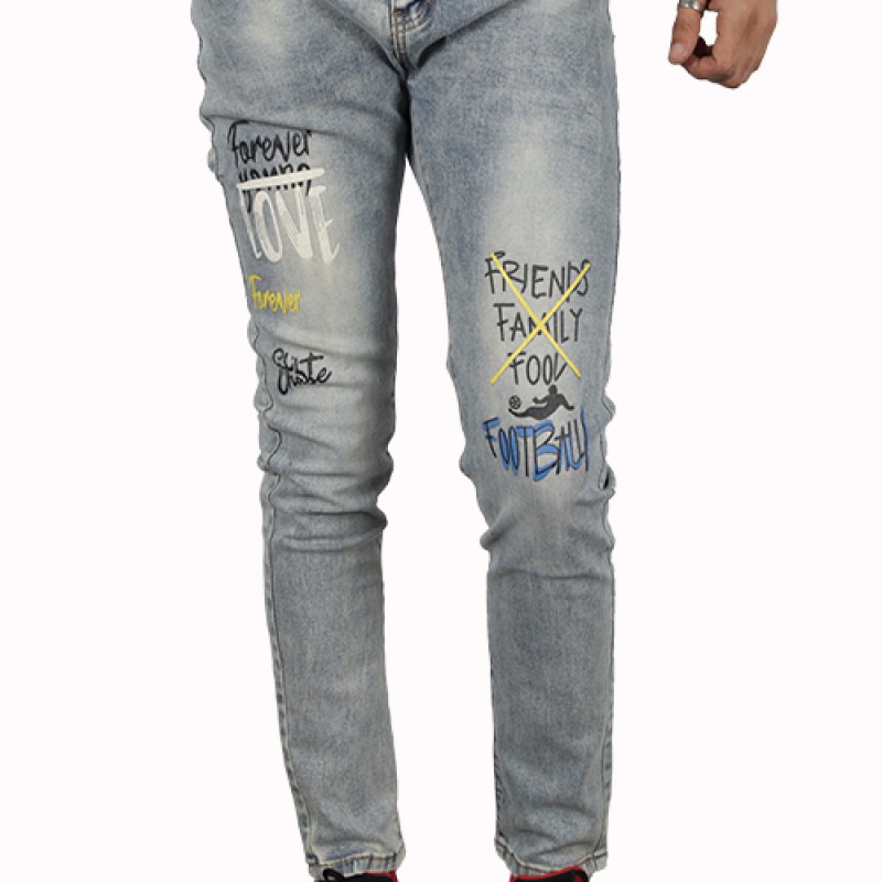 Men's Printed Slim Fit Jean--3