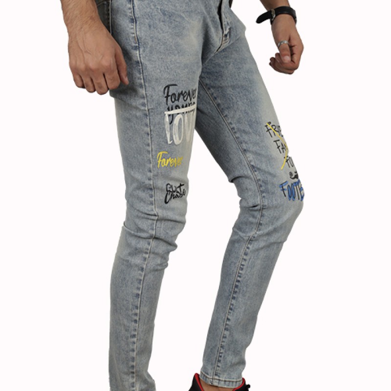 Men's Printed Slim Fit Jean--2