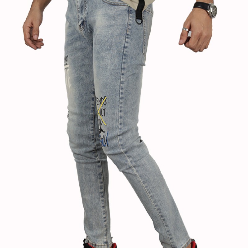 Men's Printed Slim Fit Jean--1