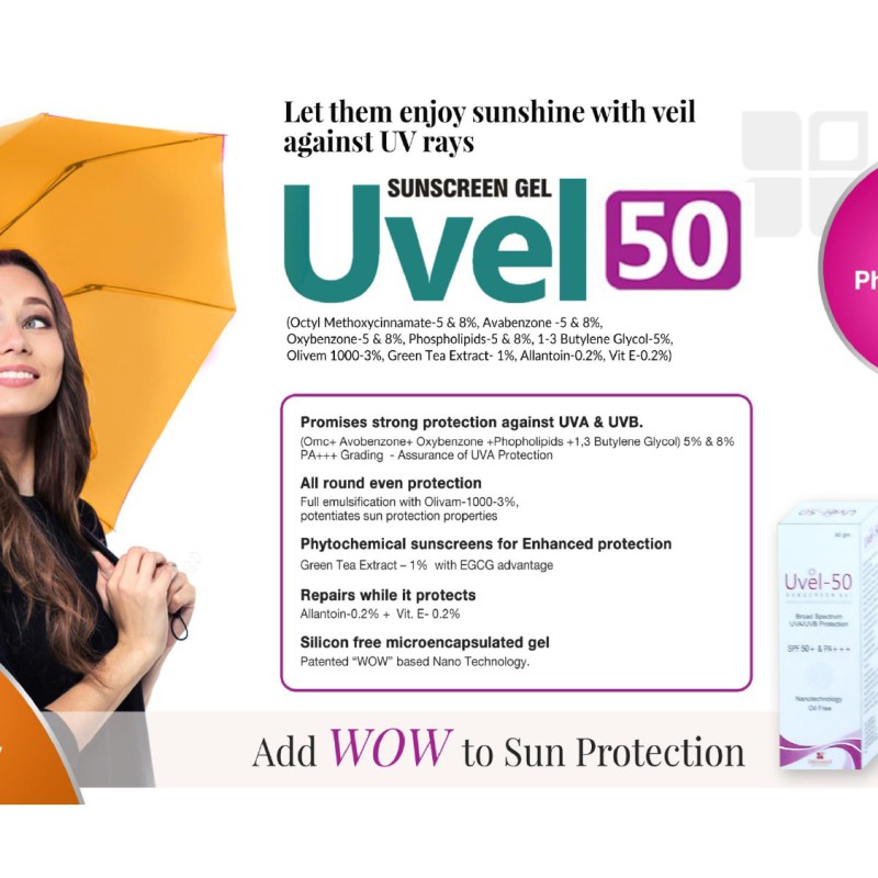 Uvel 50 Sunscreen Gel | UVA/UVB Protection--1