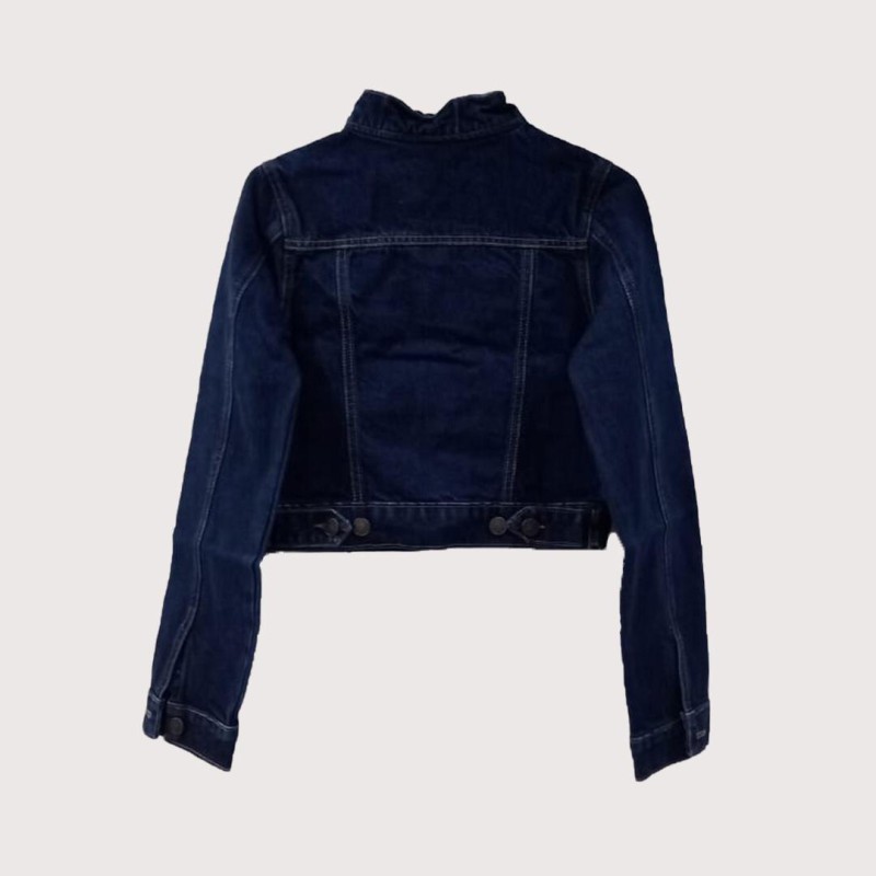 Full Sleeve Denim Jacket Dark Blue--1