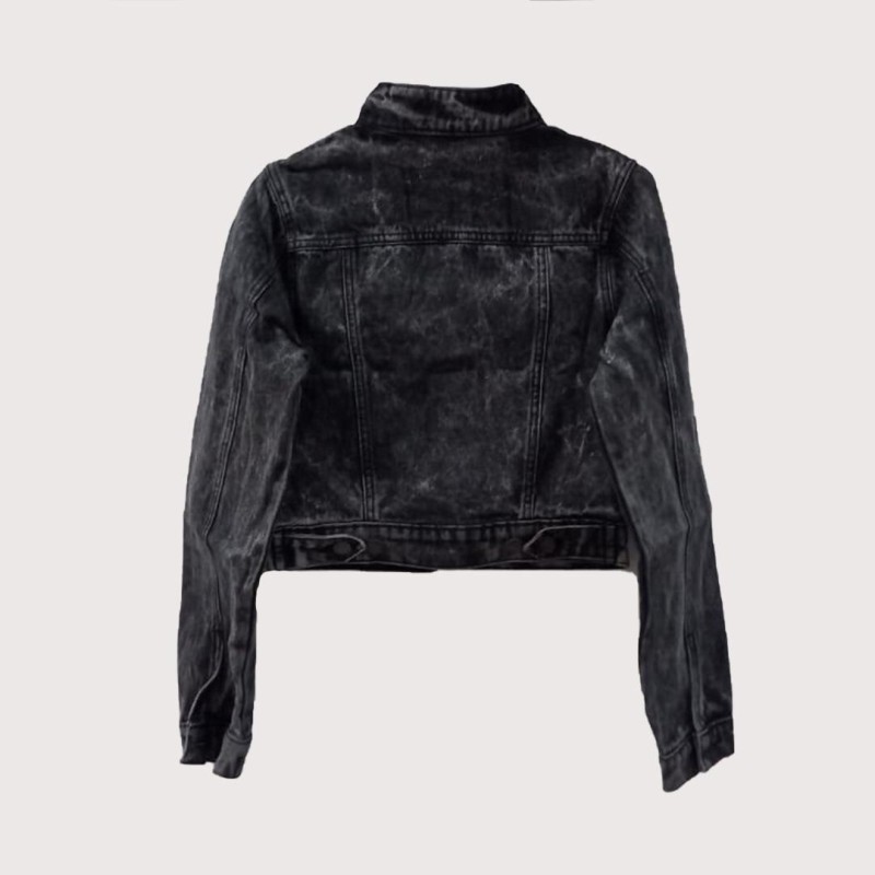Black Full Sleeves Denim Jacket--1